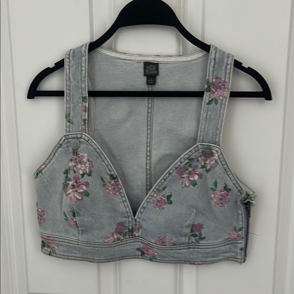 NWOT! Wild Fable Blue and Purple Denim Crop Top